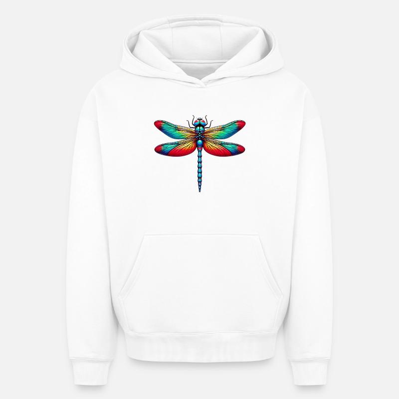 Libellule - Sweat à capuche unisexe oversize épais SPREAD - blanc