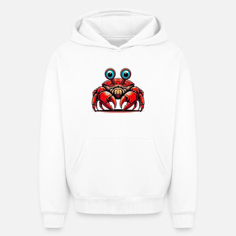 Crabe - Sweat à capuche unisexe oversize épais SPREAD - blanc