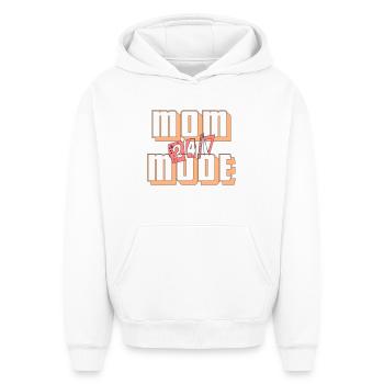 Mode maman 24h/24 et 7j/7 - Sweat à capuche unisexe oversize épais SPREAD - blanc - Devant - AI Model Female 172 dark (172cm) & AI Model Male 185 light (185cm)
