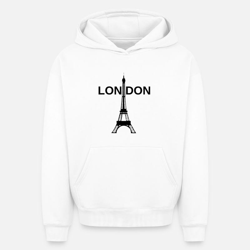 Visite de Londres - Sweat à capuche unisexe oversize épais SPREAD - blanc