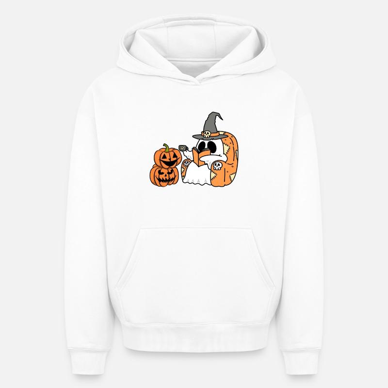 FUNNY_PUMPKIN - Sweat à capuche unisexe oversize épais SPREAD - blanc