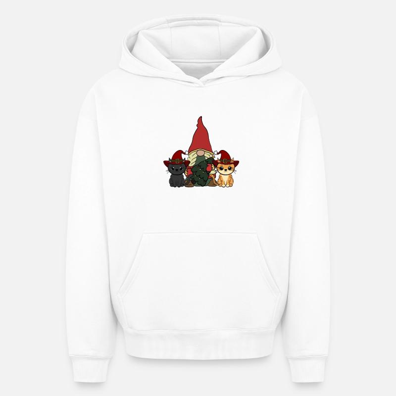 Gnome de chat - Sweat à capuche unisexe oversize épais SPREAD - blanc