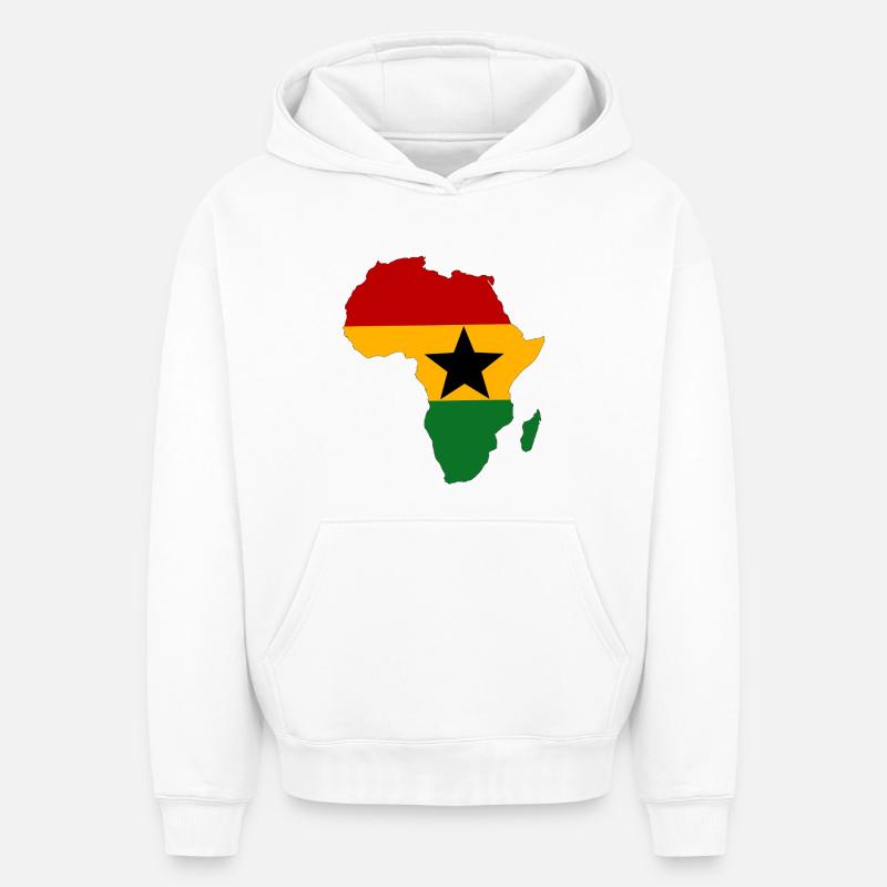 Drapeau du Ghana Afrique - Sweat à capuche unisexe oversize épais SPREAD - blanc