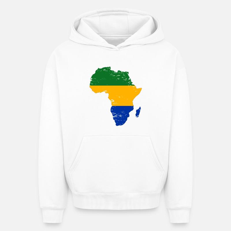 Gabon_Flagge_Afrika_used - Sweat à capuche unisexe oversize épais SPREAD - blanc