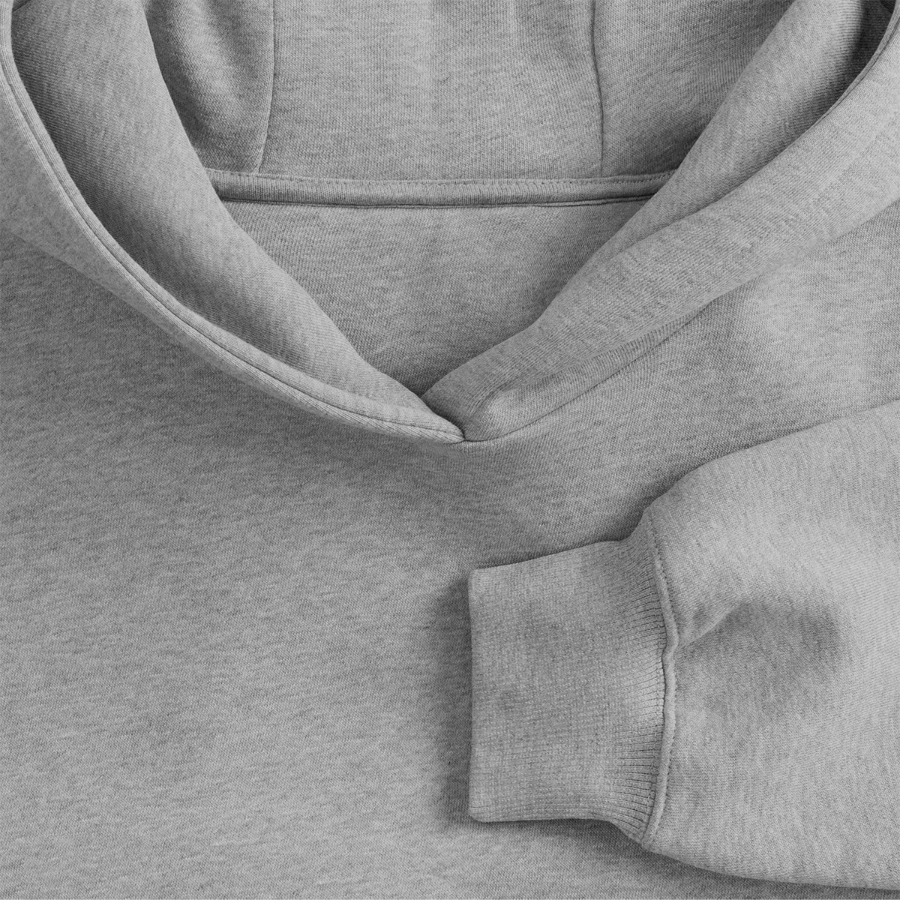 Zurich badge on a oversized heavyweight unisex hoodie, heather grey, neck label
