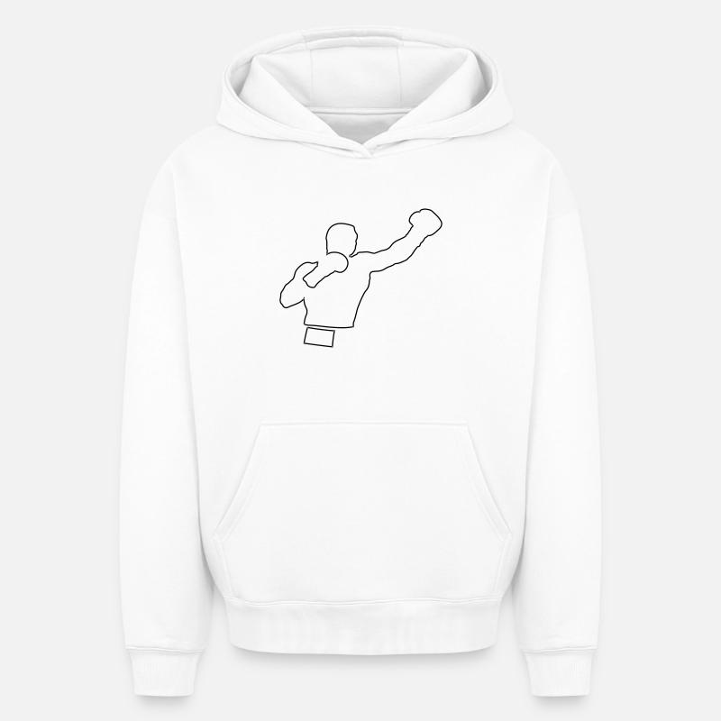 boxing - Sweat à capuche unisexe oversize épais SPREAD - blanc