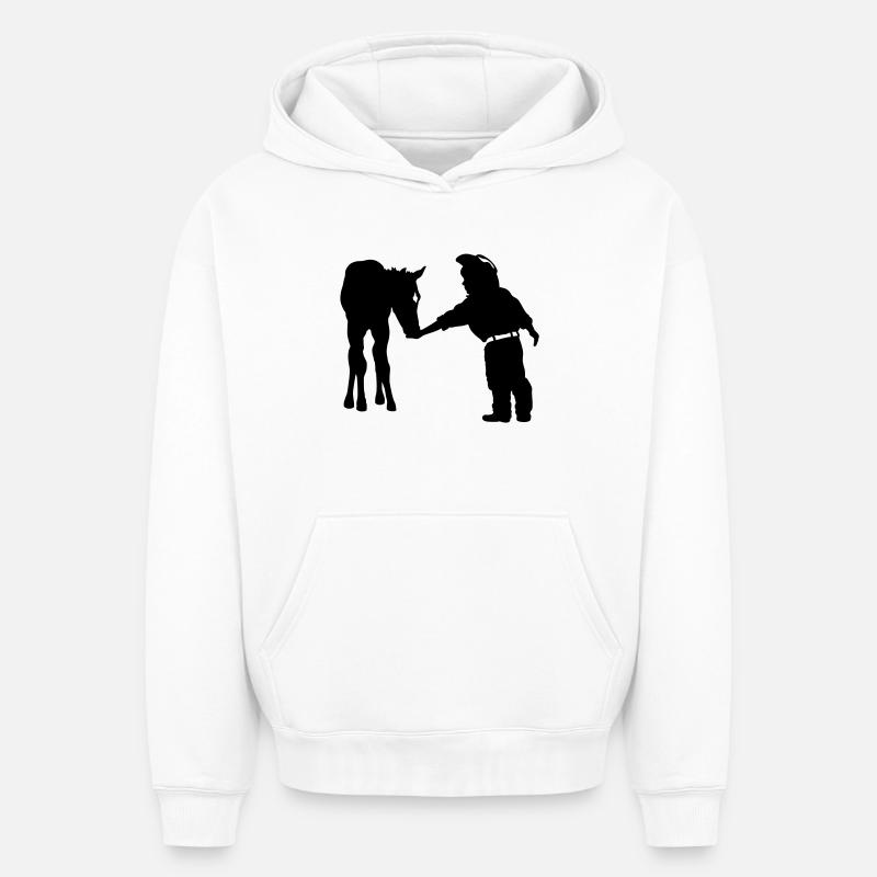 Cowboy - Sweat à capuche unisexe oversize épais SPREAD - blanc
