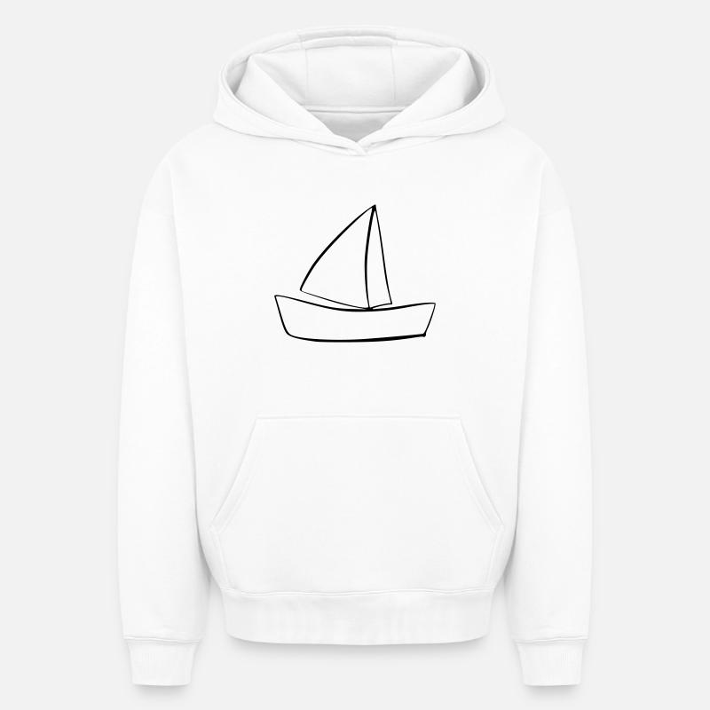 bateau - Sweat à capuche unisexe oversize épais SPREAD - blanc