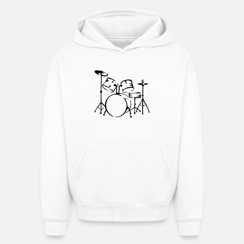 percussions - Sweat à capuche unisexe oversize épais SPREAD - blanc