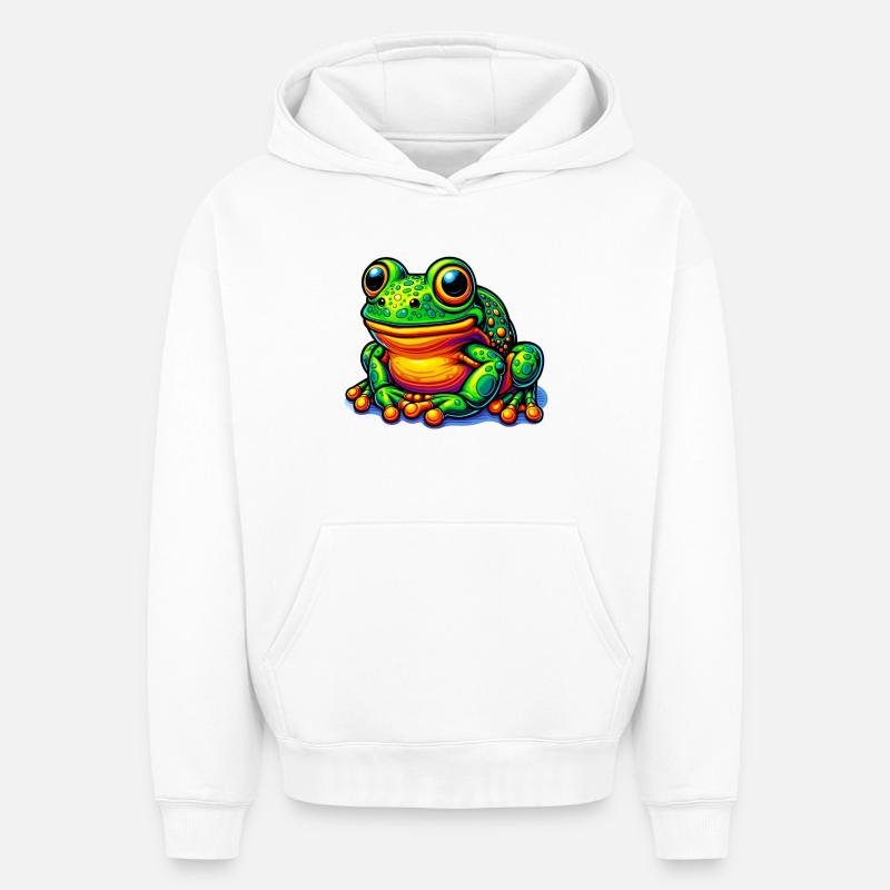 Grenouille - Sweat à capuche unisexe oversize épais SPREAD - blanc