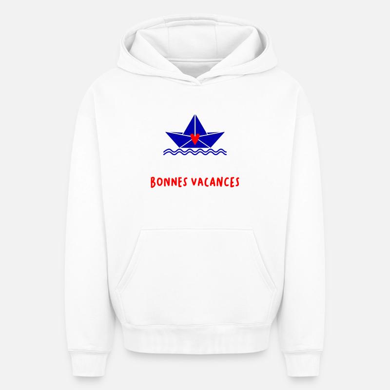 BONNES VACANCES - Sweat à capuche unisexe oversize épais SPREAD - blanc