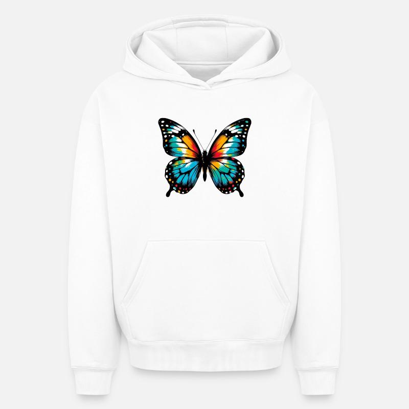 Papillon - Sweat à capuche unisexe oversize épais SPREAD - blanc