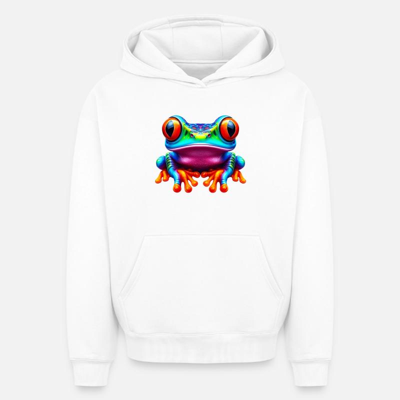 Grenouille - Sweat à capuche unisexe oversize épais SPREAD - blanc