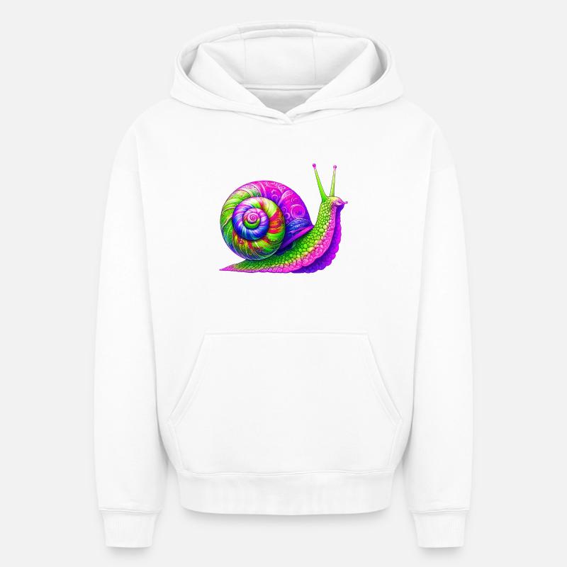Escargot - Sweat à capuche unisexe oversize épais SPREAD - blanc