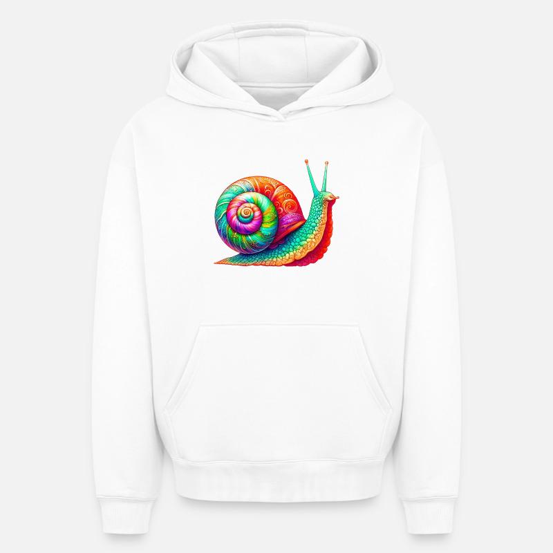 Escargot - Sweat à capuche unisexe oversize épais SPREAD - blanc