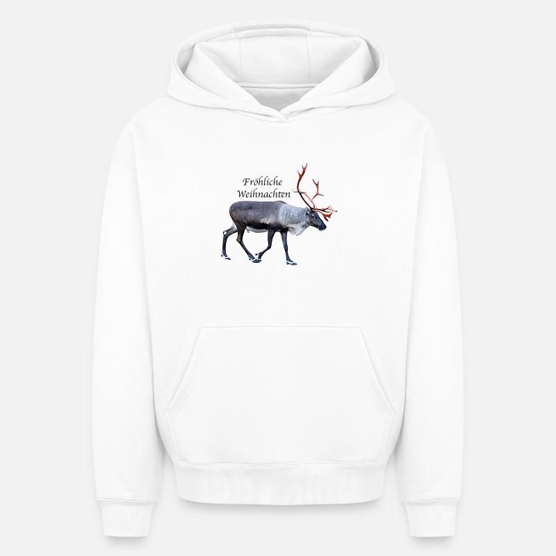Fröhliche Weihnachten - Sweat à capuche unisexe oversize épais SPREAD - blanc