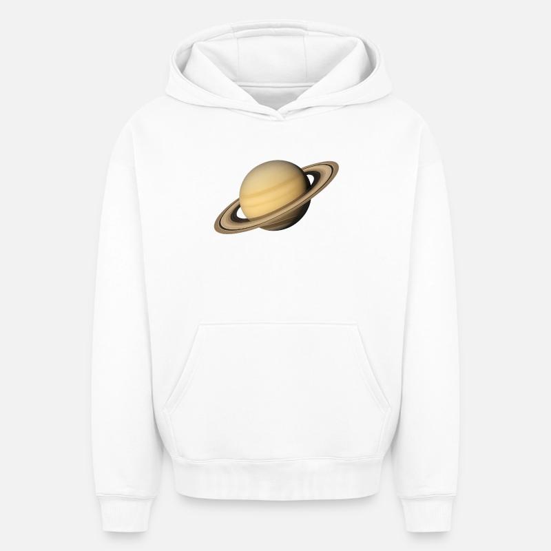 Saturne - Planète Saturne - Sweat à capuche unisexe oversize épais SPREAD - blanc