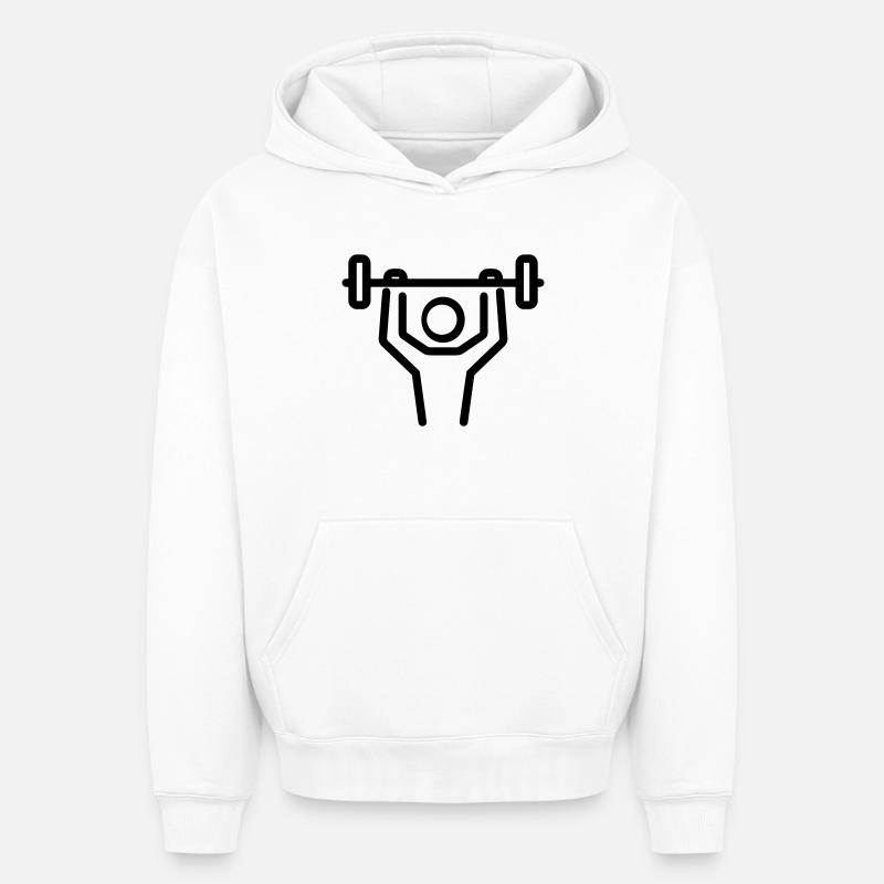 musculation - Sweat à capuche unisexe oversize épais SPREAD - blanc