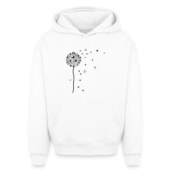 bella AMORElia - L’Original par heavenlygoods - Sweat à capuche unisexe oversize épais SPREAD - blanc - Devant - AI Model Female 172 dark (172cm) & AI Model Male 185 light (185cm)