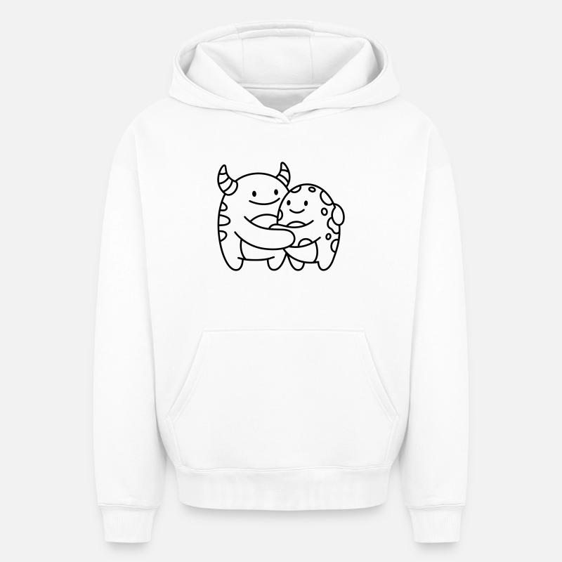 Monstres - Sweat à capuche unisexe oversize épais SPREAD - blanc
