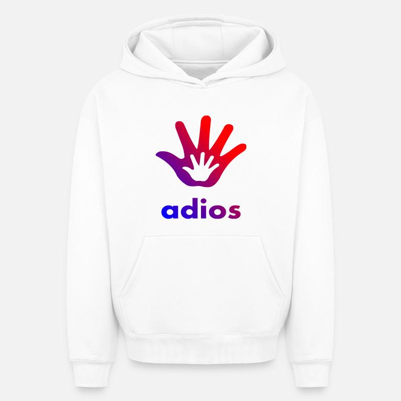 Main Adios - Sweat à capuche unisexe oversize épais SPREAD - blanc