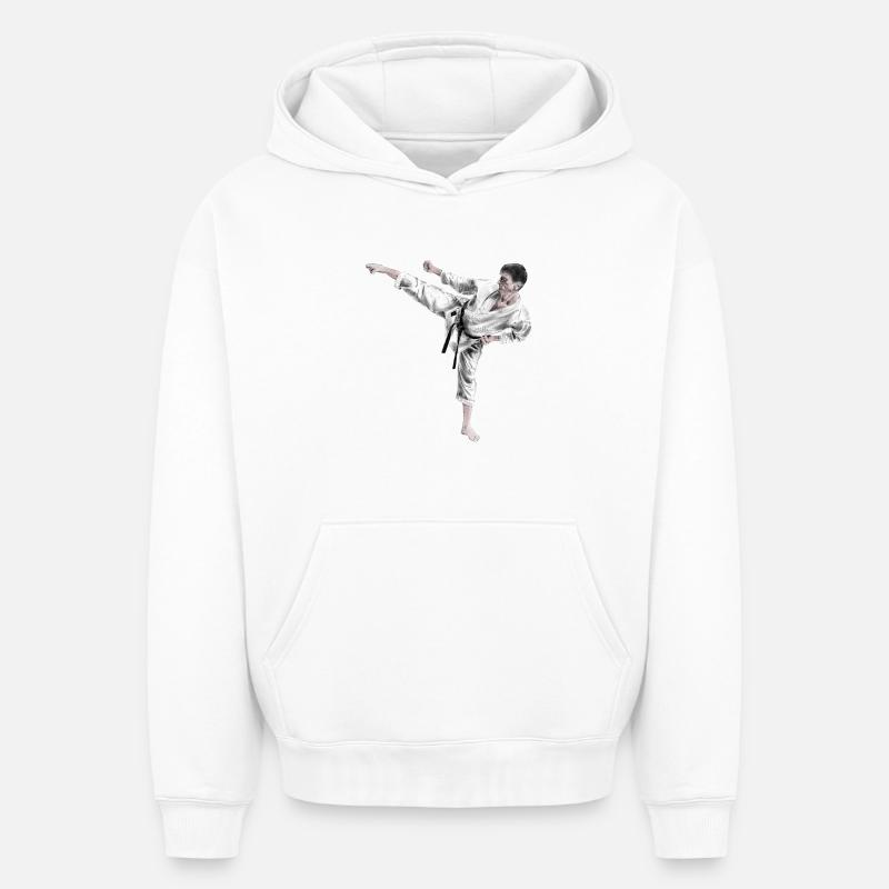 karate - Sweat à capuche unisexe oversize épais SPREAD - blanc