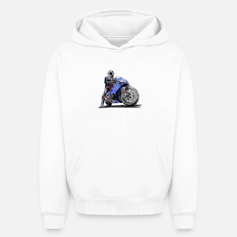 motorcycle - Sweat à capuche unisexe oversize épais SPREAD - blanc