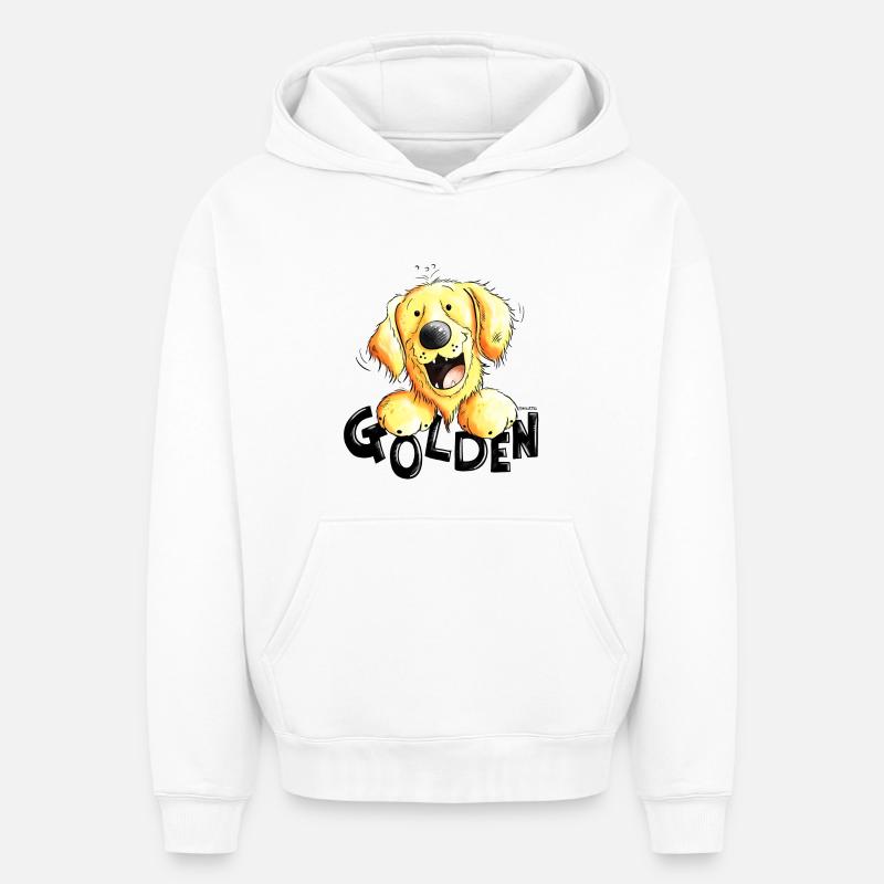 Golden Retriever - Sweat à capuche unisexe oversize épais SPREAD - blanc