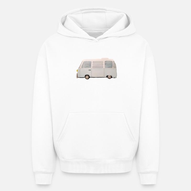Camping-car - Sweat à capuche unisexe oversize épais SPREAD - blanc
