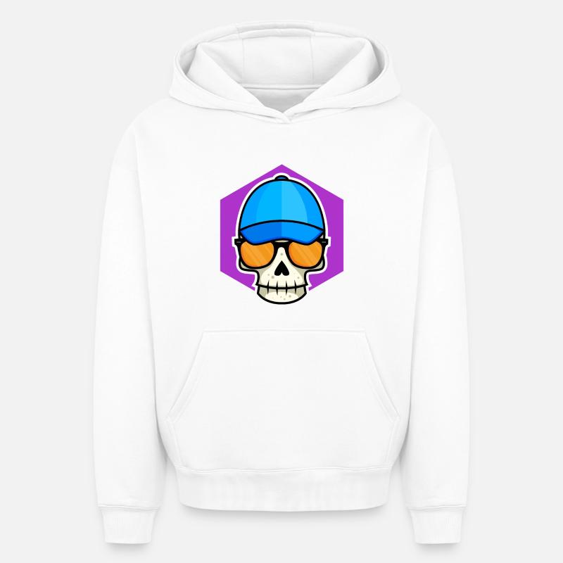 Drôle de crâne - Sweat à capuche unisexe oversize épais SPREAD - blanc