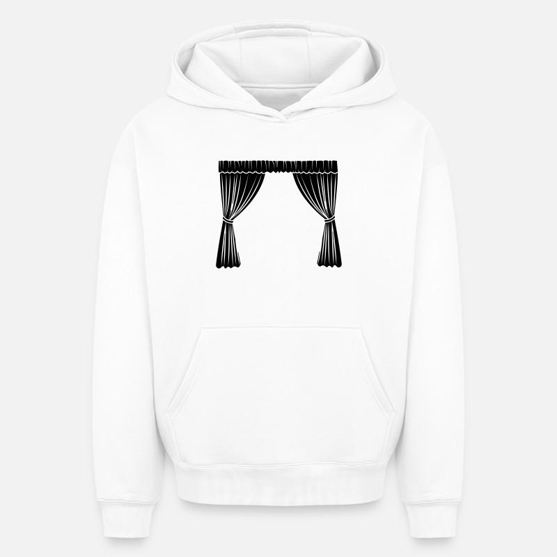 Logo des rideaux - Sweat à capuche unisexe oversize épais SPREAD - blanc