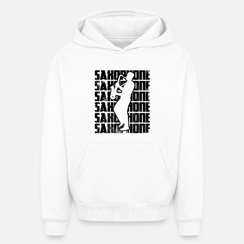 Saxophone - Sweat à capuche unisexe oversize épais SPREAD - blanc