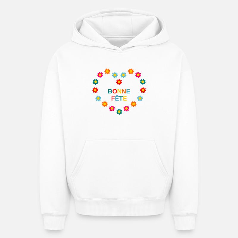 FÊTE - Sweat à capuche unisexe oversize épais SPREAD - blanc