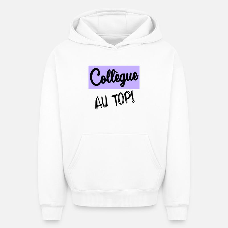 RETRAITE. COLLEGUE - Sweat à capuche unisexe oversize épais SPREAD - blanc
