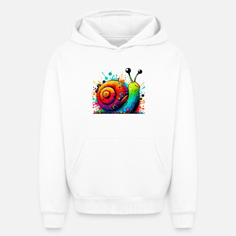 Escargot - Sweat à capuche unisexe oversize épais SPREAD - blanc