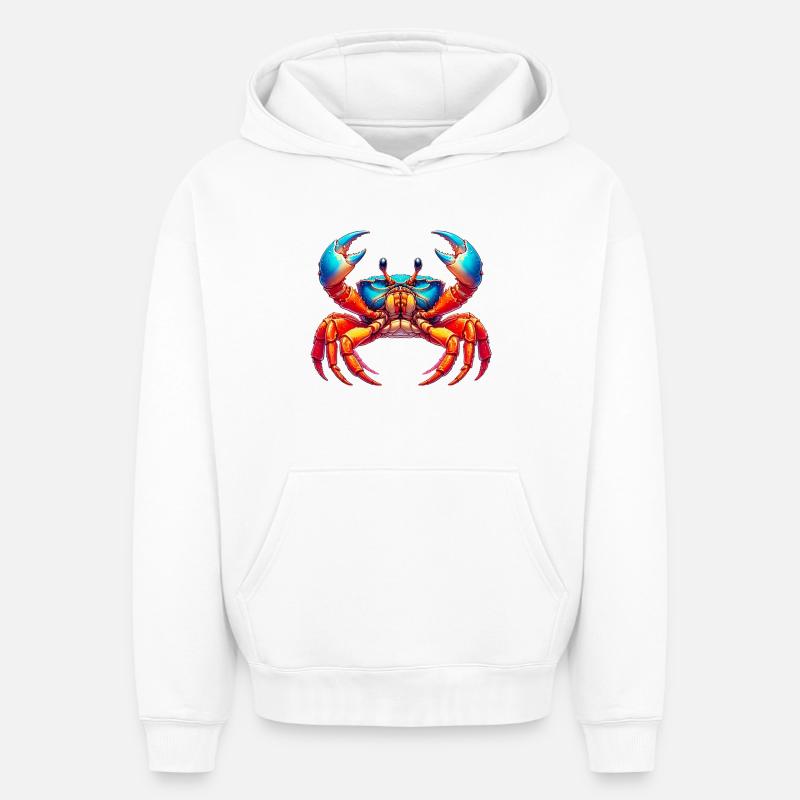 Crabe - Sweat à capuche unisexe oversize épais SPREAD - blanc