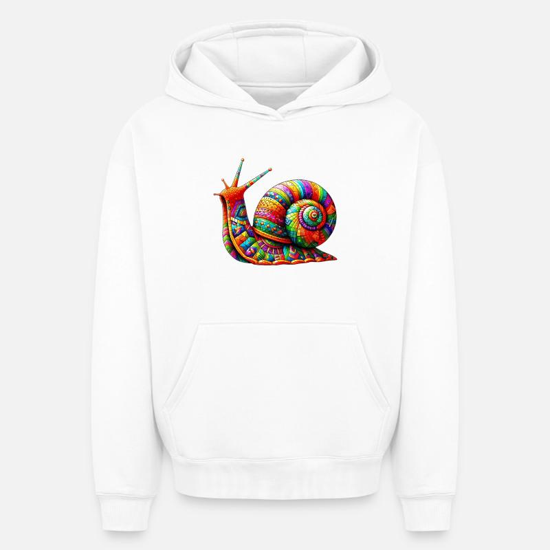 Escargot - Sweat à capuche unisexe oversize épais SPREAD - blanc