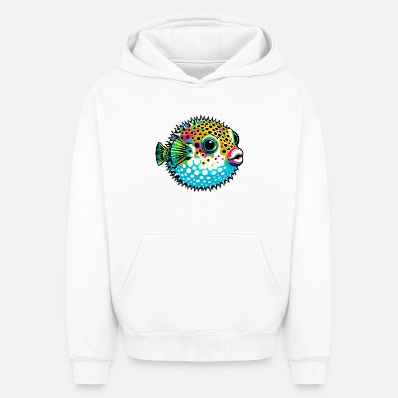 Blowfish - Sweat à capuche unisexe oversize épais SPREAD - blanc