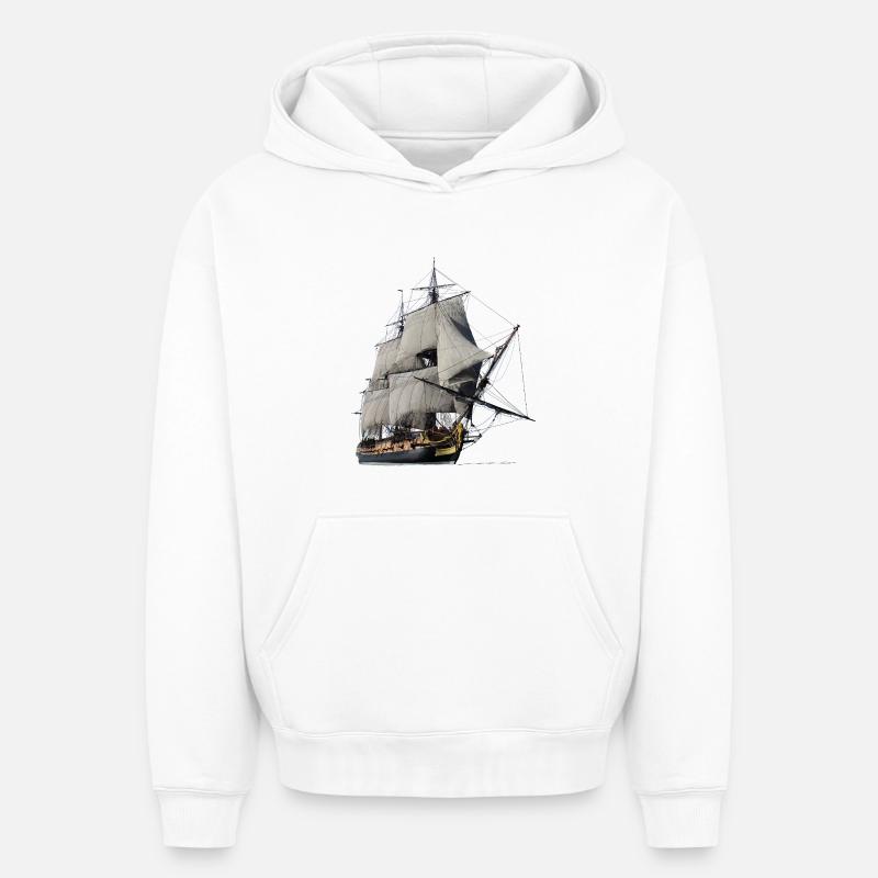Voilier - Sweat à capuche unisexe oversize épais SPREAD - blanc