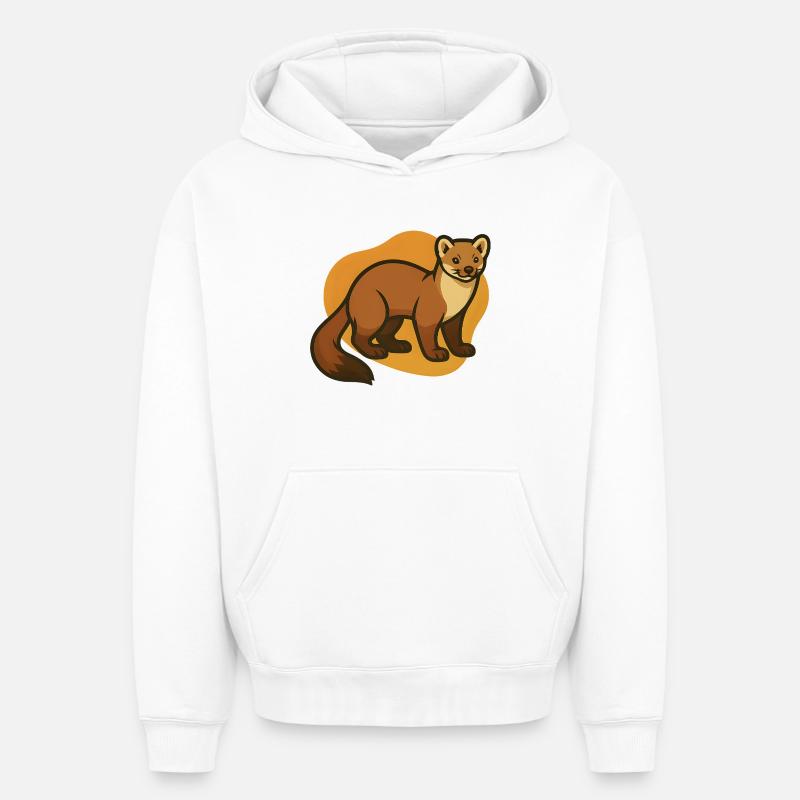 Illustration de martre douillette - Sweat à capuche unisexe oversize épais SPREAD - blanc