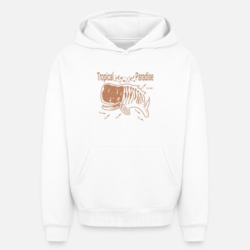 Baleine - Sweat à capuche unisexe oversize épais SPREAD - blanc