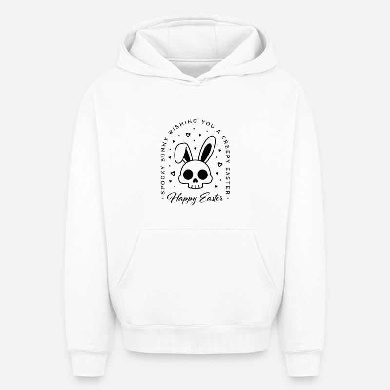 Joyeuses Pâques, vœux flippants lapin - Sweat à capuche unisexe oversize épais SPREAD - blanc