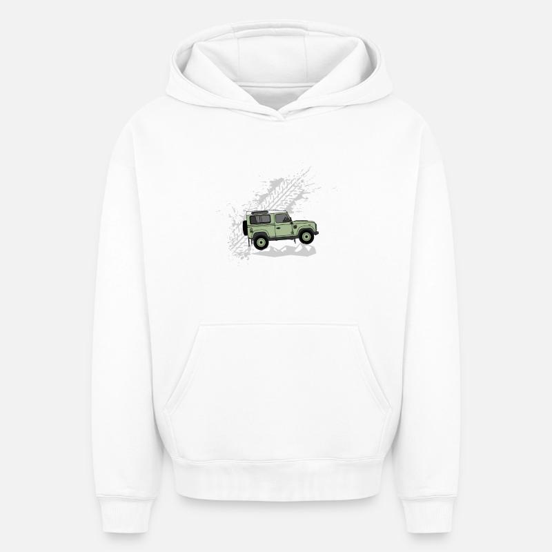 Defender 90 Splash - Sweat à capuche unisexe oversize épais SPREAD - blanc