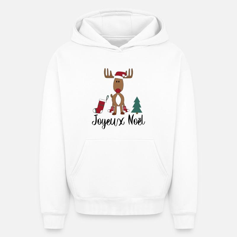 Noël français - Sweat à capuche unisexe oversize épais SPREAD - blanc