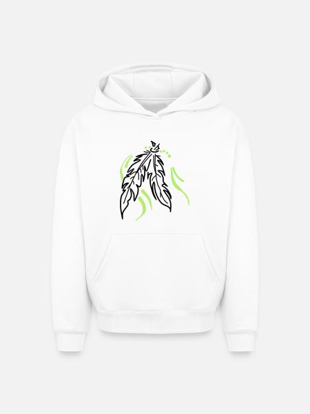 Feathers tied together - Oversized Heavyweight Unisex Hoodie - white