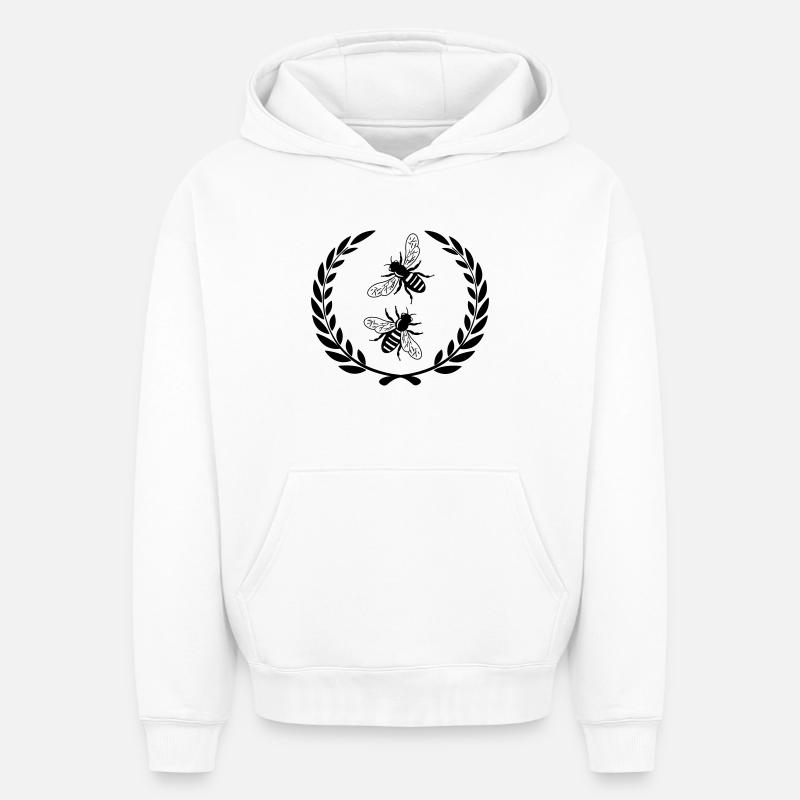 Abeilles en couronne de laurier - Sweat à capuche unisexe oversize épais SPREAD - blanc