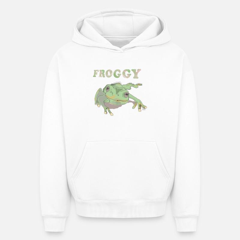 Froggie - Sweat à capuche unisexe oversize épais SPREAD - blanc