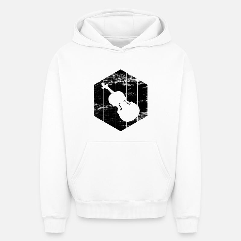 Dessin de violon - Sweat à capuche unisexe oversize épais SPREAD - blanc