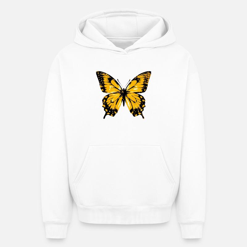 Papillon - Sweat à capuche unisexe oversize épais SPREAD - blanc
