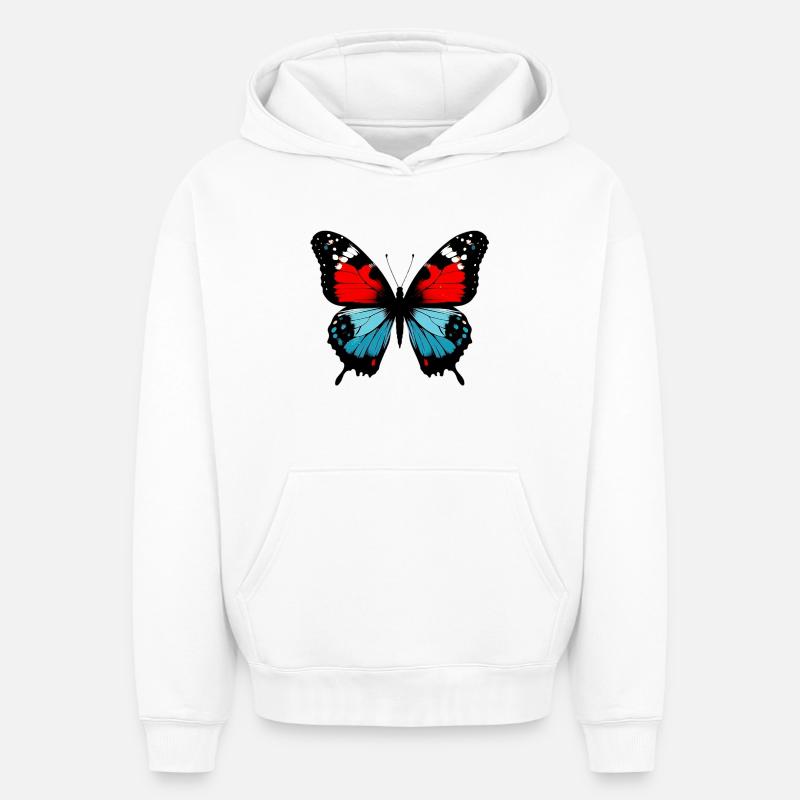 Papillon - Sweat à capuche unisexe oversize épais SPREAD - blanc